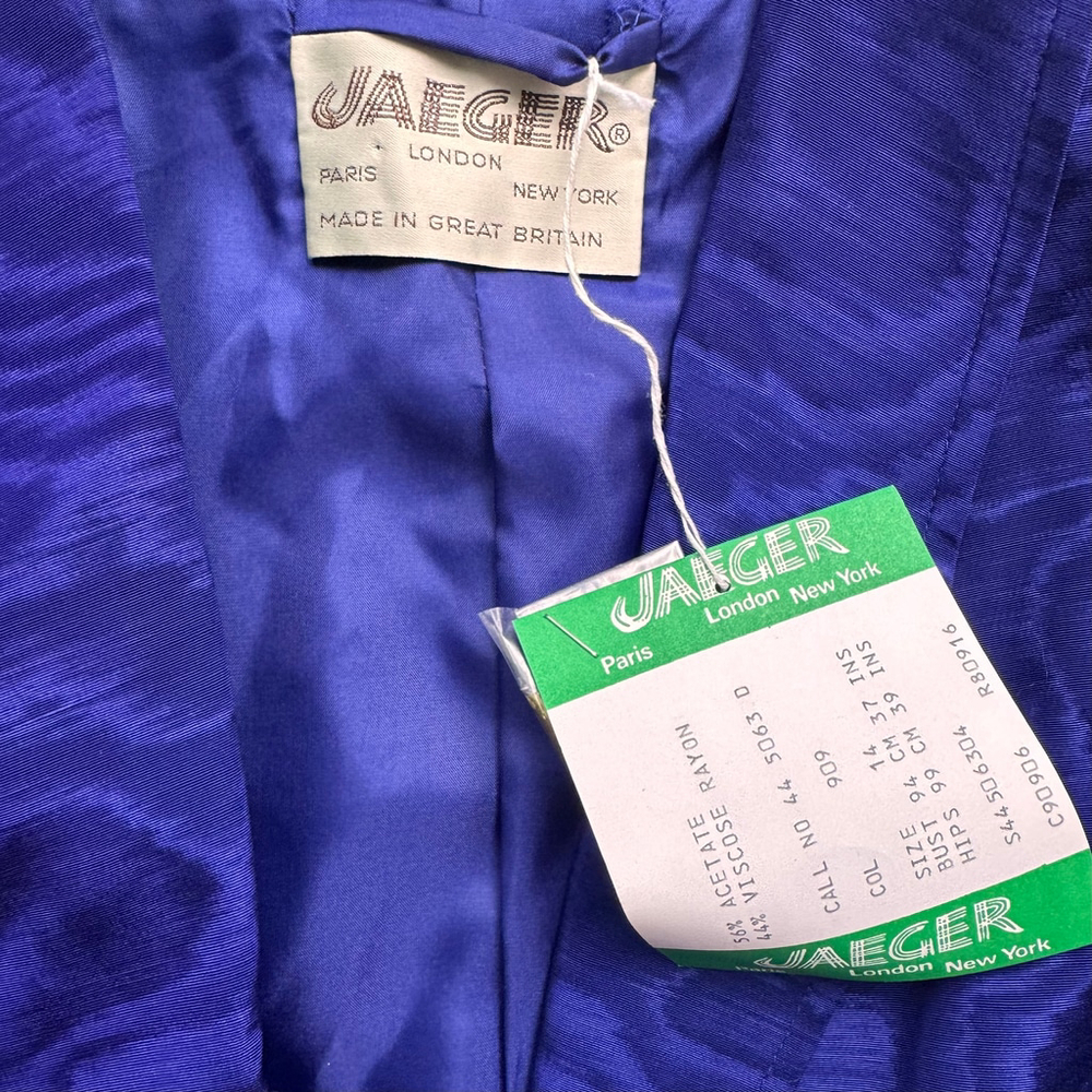 Vintage NWT Indigo Woodgrain-Print Silk Dinner Jacket Size 14 - Picture 6 of 9